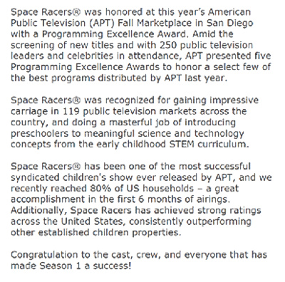space racers award